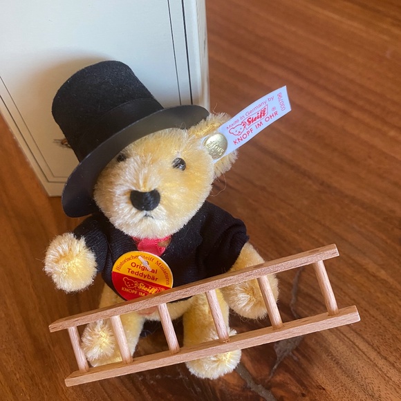 Steiff Lucky Chimney Sweep Mohair Jointed Teddy Bear #03148 Made in Germany NOS - Picture 1 of 11
